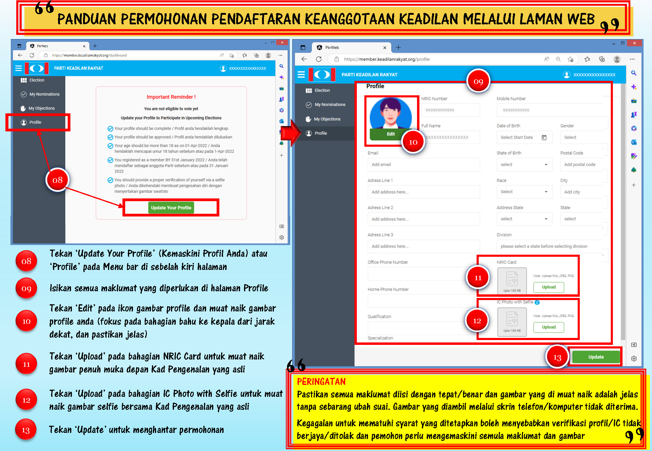 Panduan Lengkap Permohonan Pendaftaran Keanggotaan KEADILAN - Parti ...